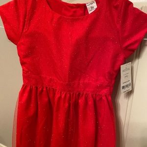 Girls Red Sparkly Christmas Dress